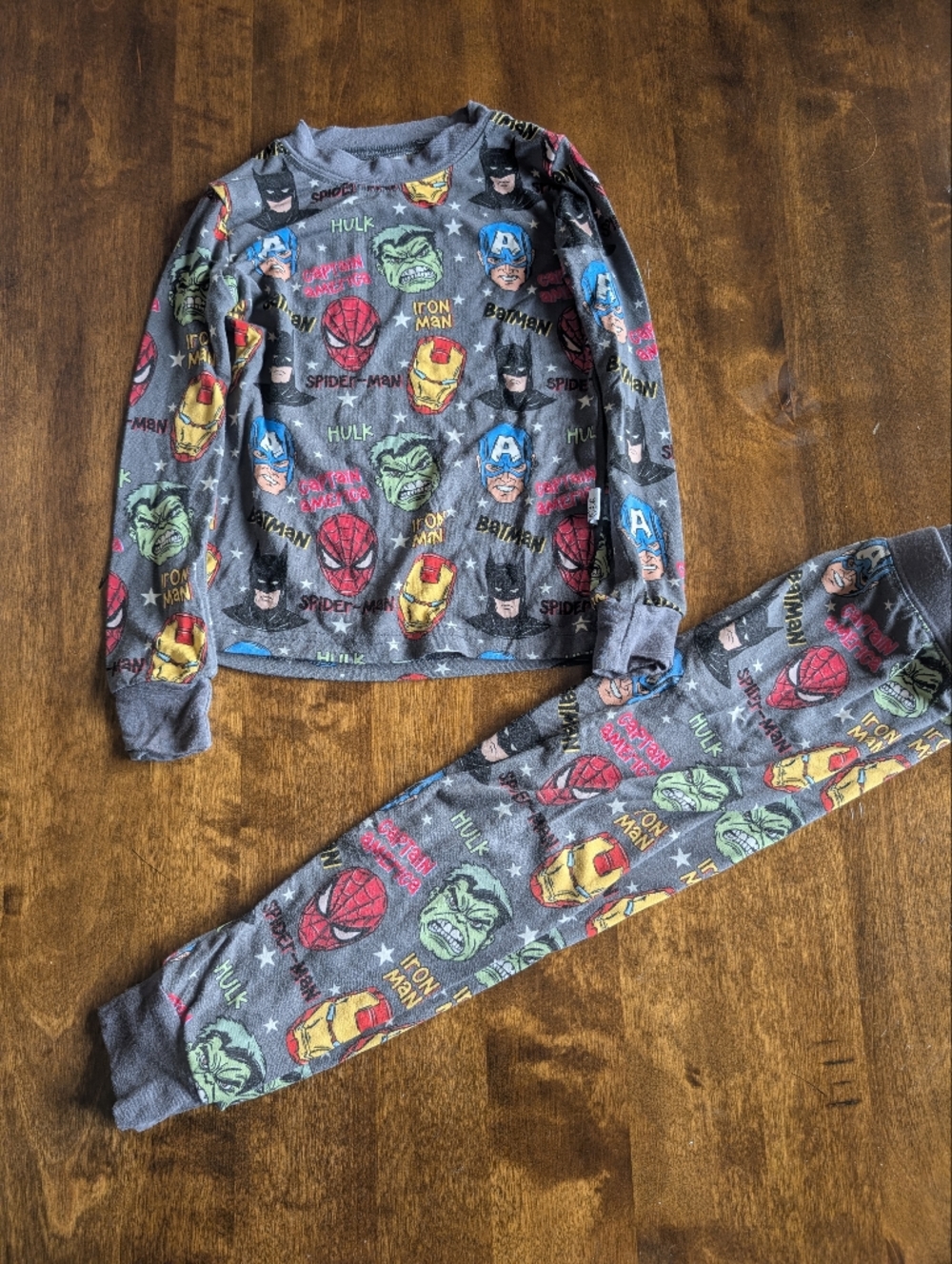 Kids Marvel Superhero Gray Bamboo PJ Set/ 2T